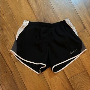 Nike Women's Black and White Athletic Shorts with Gray Accents, size S
